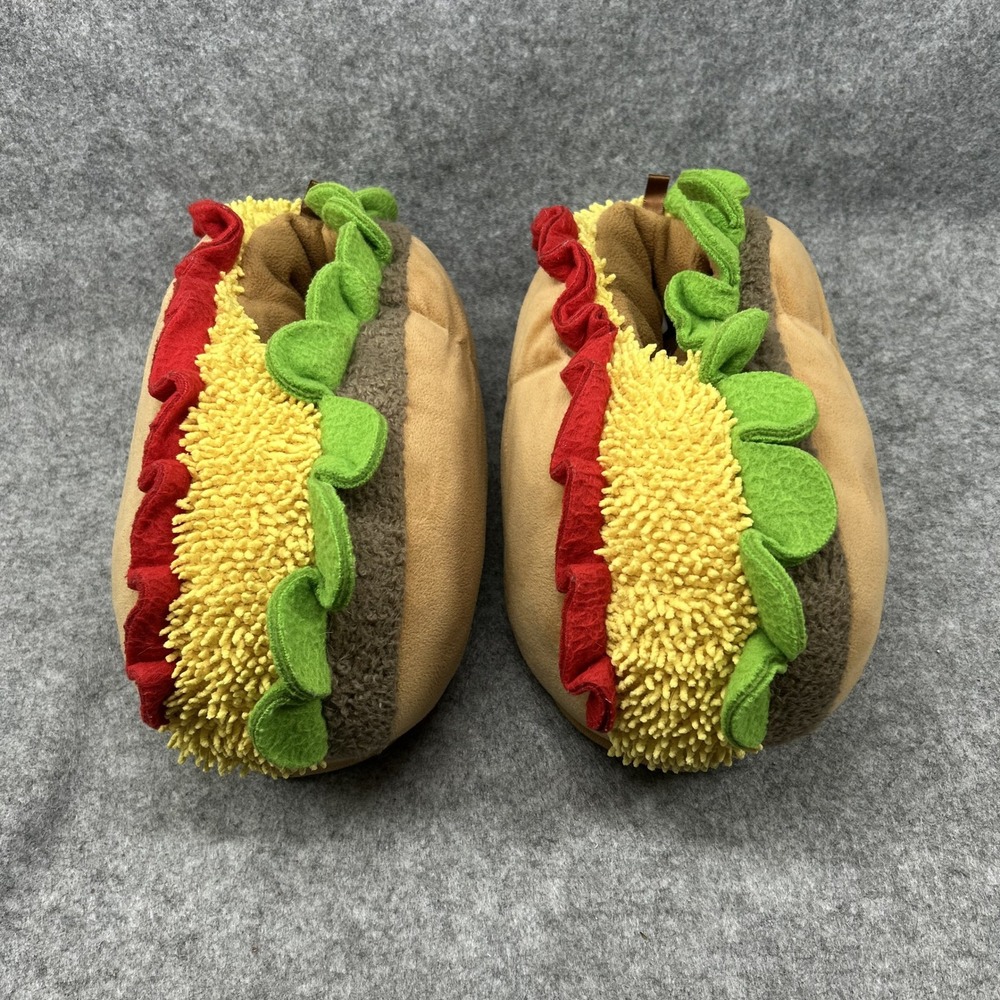 Old Navy Critter Slippers XL (3Y-4Y) Brown Taco Novelty Plush Shoes